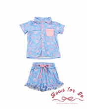 Load image into Gallery viewer, Blushing Blossoms Bamboo Two-Piece Pajama Set for Kids | Floral Sleepwear