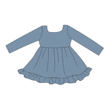 Load image into Gallery viewer, Denim Bamboo Twirl Dress for Girls | Soft Boutique Bamboo Dress