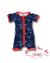 Load image into Gallery viewer, Star Spangled Bamboo Zippy | Patriotic Baby Sleeper & Romper