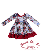 Load image into Gallery viewer, Christmas Village Bamboo Twirl Dress | Girls Christmas Dress