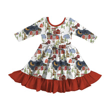 Load image into Gallery viewer, Christmas Village Bamboo Twirl Dress | Girls Christmas Dress
