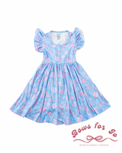 Load image into Gallery viewer, Blushing Blossoms Bamboo Ruffle Twirl Dress for Girls | Floral Boutique Dress