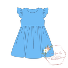 Load image into Gallery viewer, Cindy Blue Ruffle Twirl Dress
