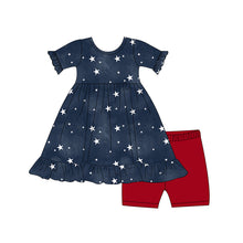 Load image into Gallery viewer, Star Spangled Bamboo Peplum Set for Girls | Patriotic 4th of July Outfit
