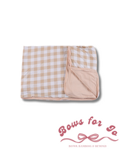 Load image into Gallery viewer, Neutral Gingham Bamboo Blanket
