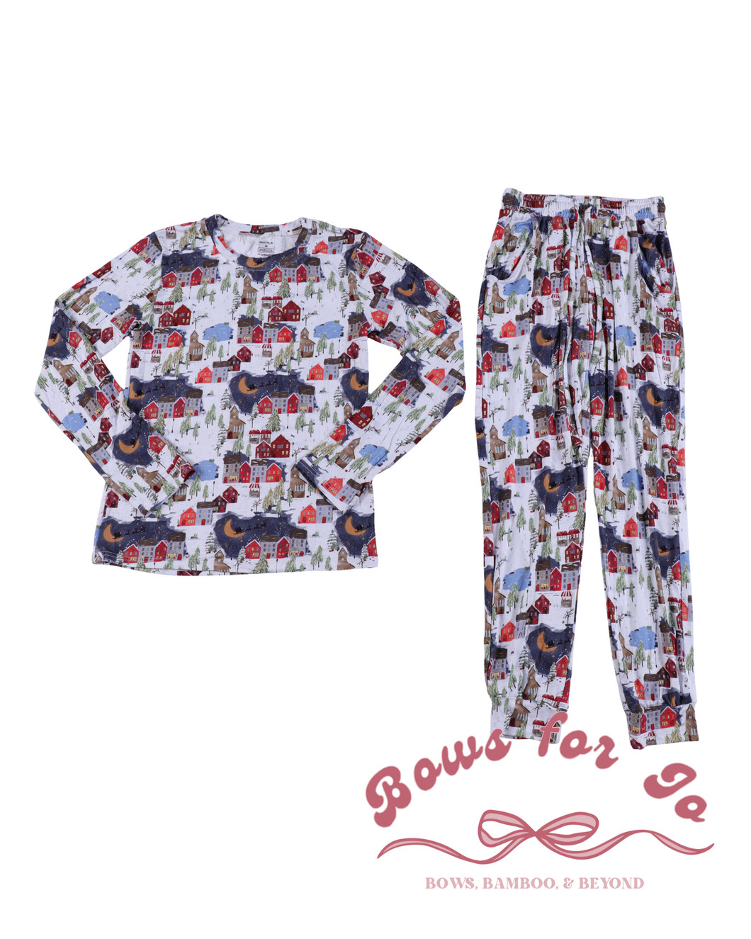 Christmas Village Bamboo Adult Jogger Set