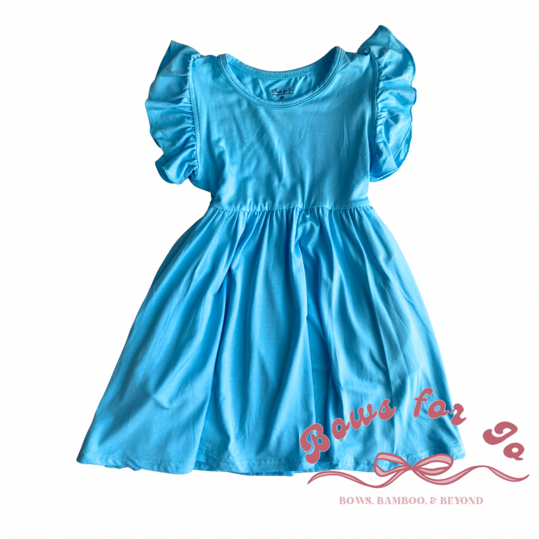 Cindy Blue Ruffle Twirl Dress