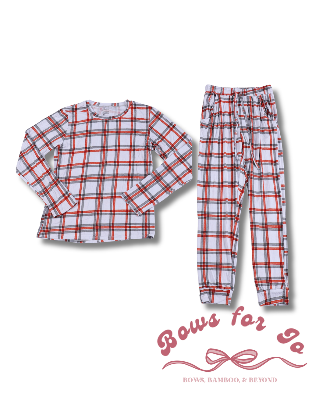 Winter Plaid Bamboo Adult Jogger Set