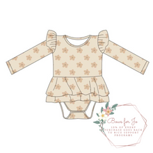 Load image into Gallery viewer, Beige Daisy Ruffle Bodysuit PREORDER- TAT 6-8 weeks before shipping
