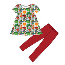 Load image into Gallery viewer, Hungry Little Learner Bamboo Peplum &amp; Leggings Set for Girls | Back to School Outfit
