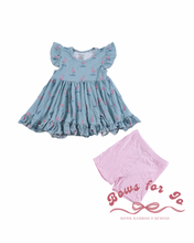 Load image into Gallery viewer, Flamingo Fun Bamboo Peplum and Shorts Set
