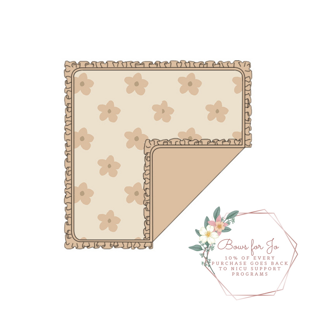 Beige Daisy Ruffle Bamboo Blanket PREORDER- TAT 6-8 weeks before shipping