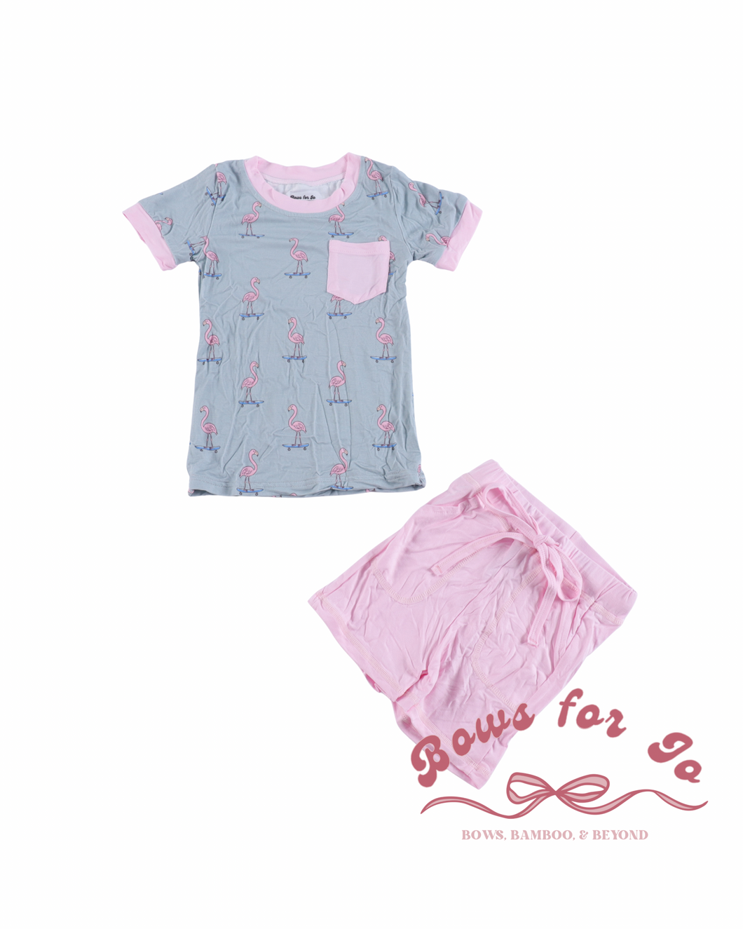 Flamingo Fun Bamboo Pocket Tee and Shorts Set