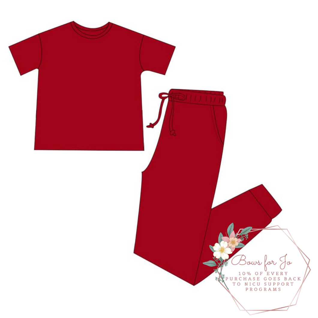 True Red Bamboo Adult Jogger Set- PREORDER