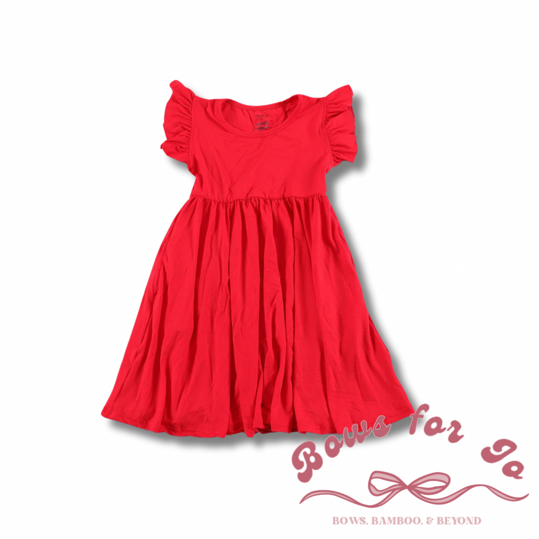 True Red Ruffle Twirl Dress