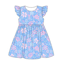 Load image into Gallery viewer, Blushing Blossoms Bamboo Ruffle Twirl Dress for Girls | Floral Boutique Dress
