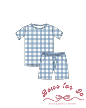 Load image into Gallery viewer, Blue Slate Gingham Bamboo Women’s Set- PREORDER 6-8 weeks before shipping
