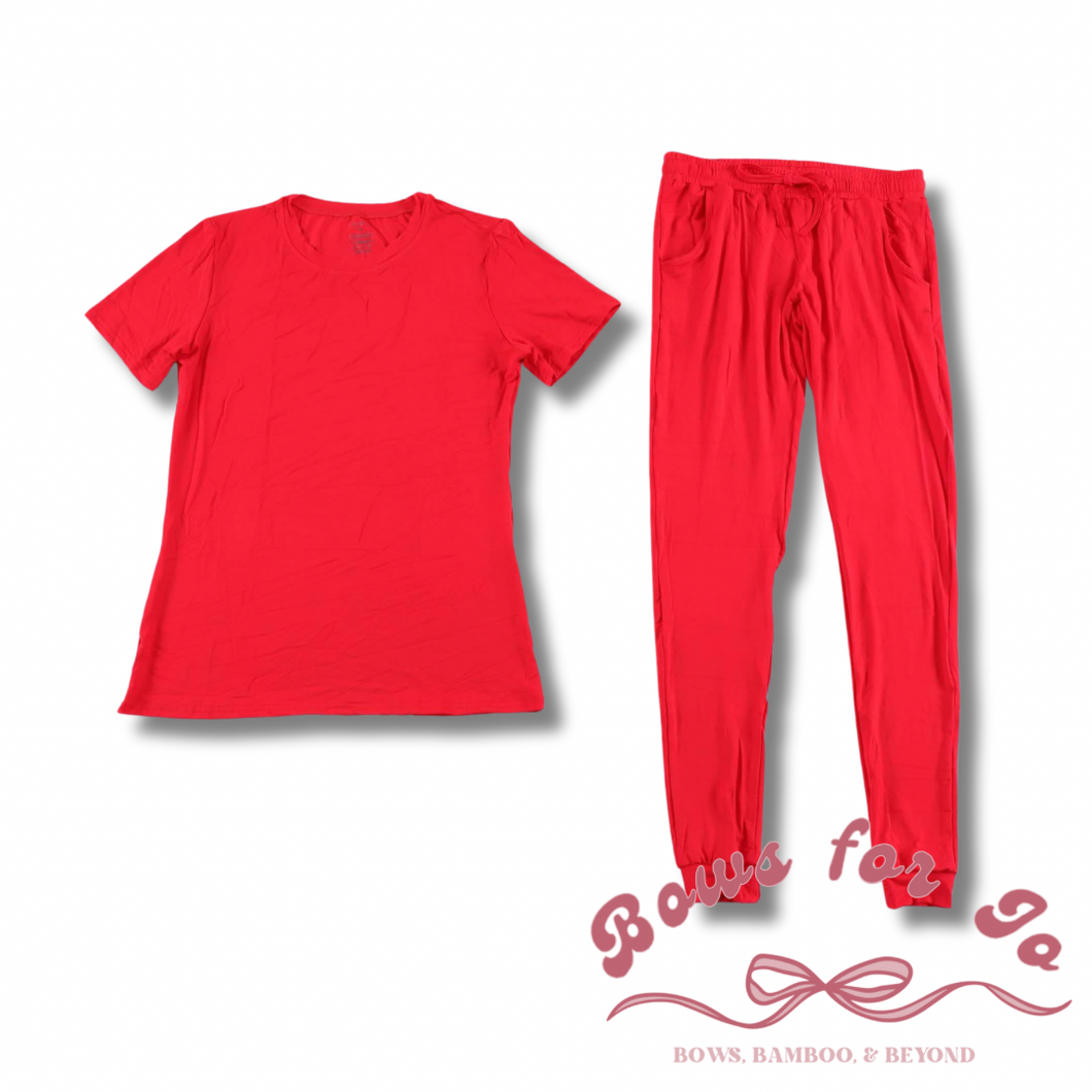 True Red Bamboo Adult Jogger Set