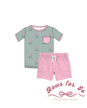 Load image into Gallery viewer, Flamingo Fun Bamboo Pocket Tee and Shorts Set
